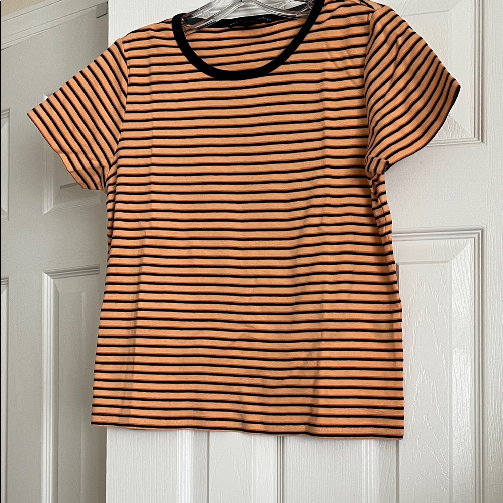 Ralph Lauren Orange and Black Striped Short Sleeve Tee